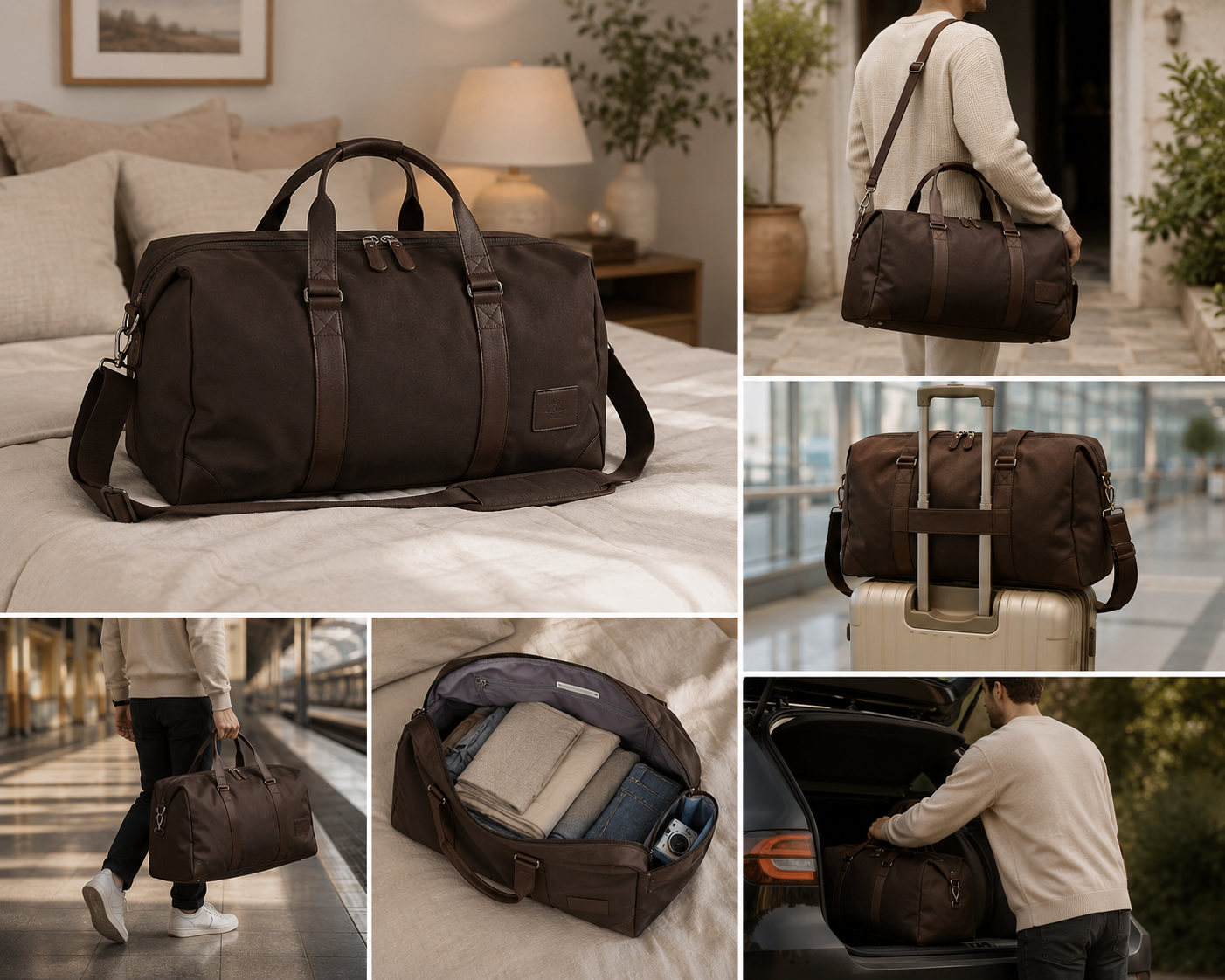 Genuine Leather Weekender Duffle Bag