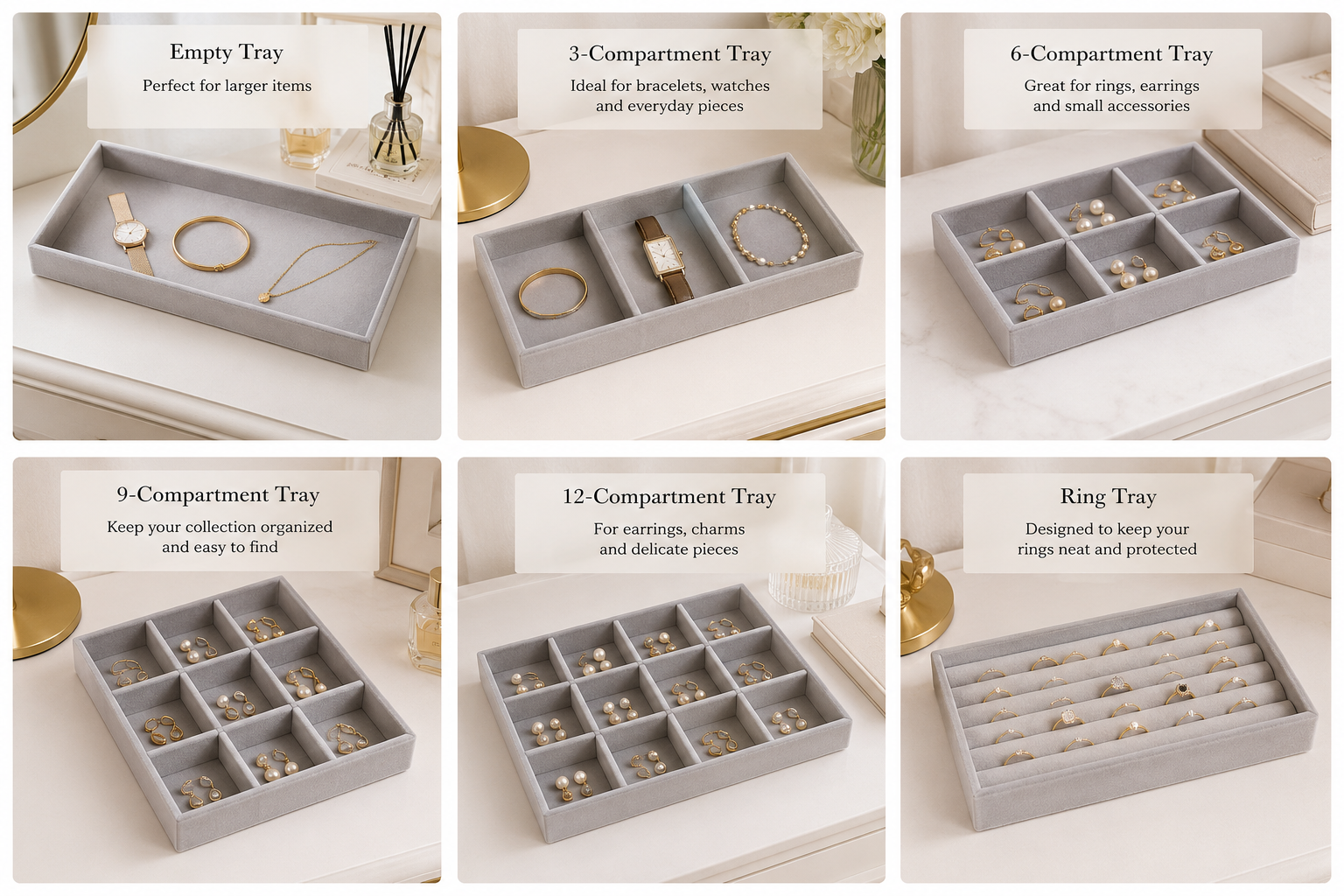 Velvet Jewelry Organizer Tray
