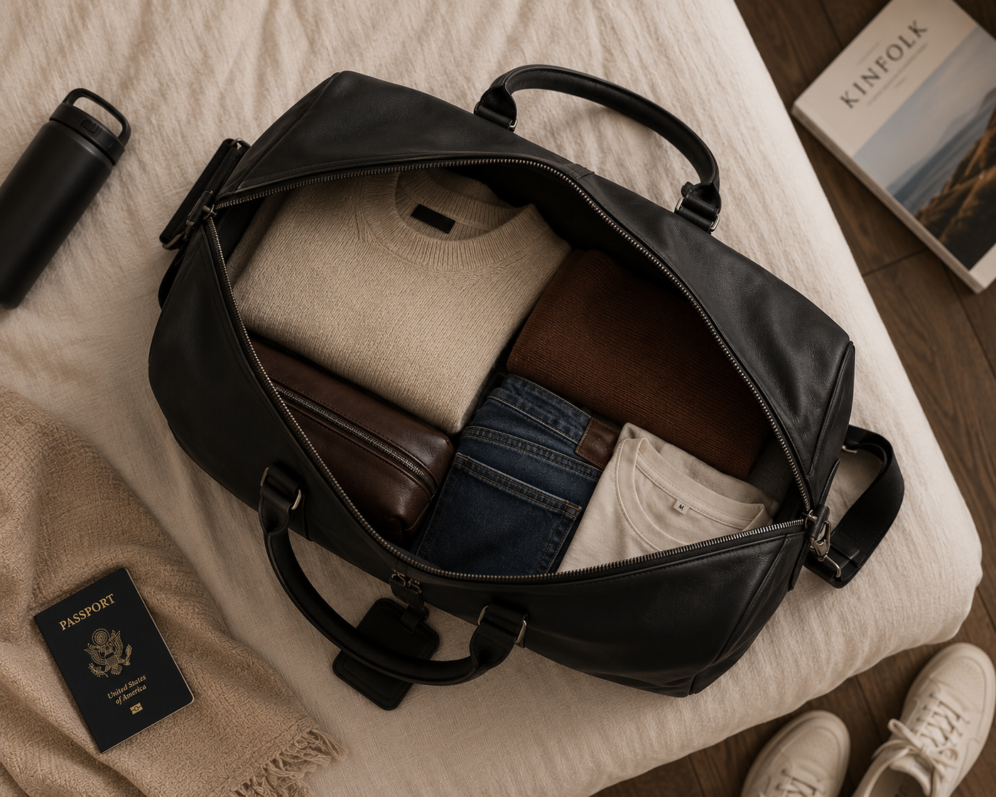 Genuine Leather Weekender Duffle Bag