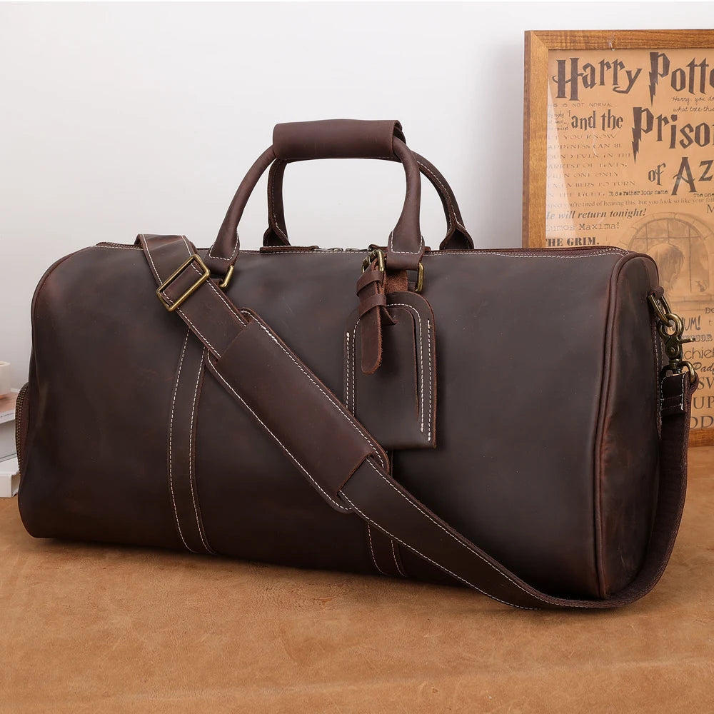 Genuine Leather Weekender Duffle Bag