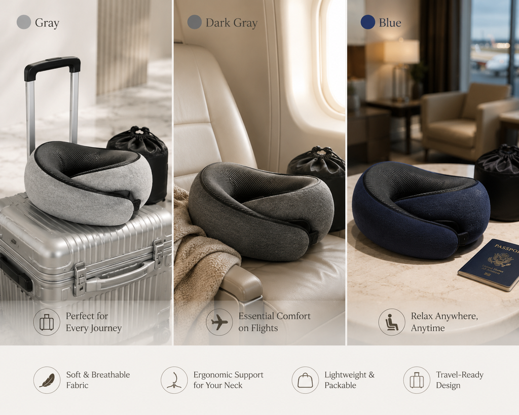 Ergonomic Memory Foam Travel Neck Pillow