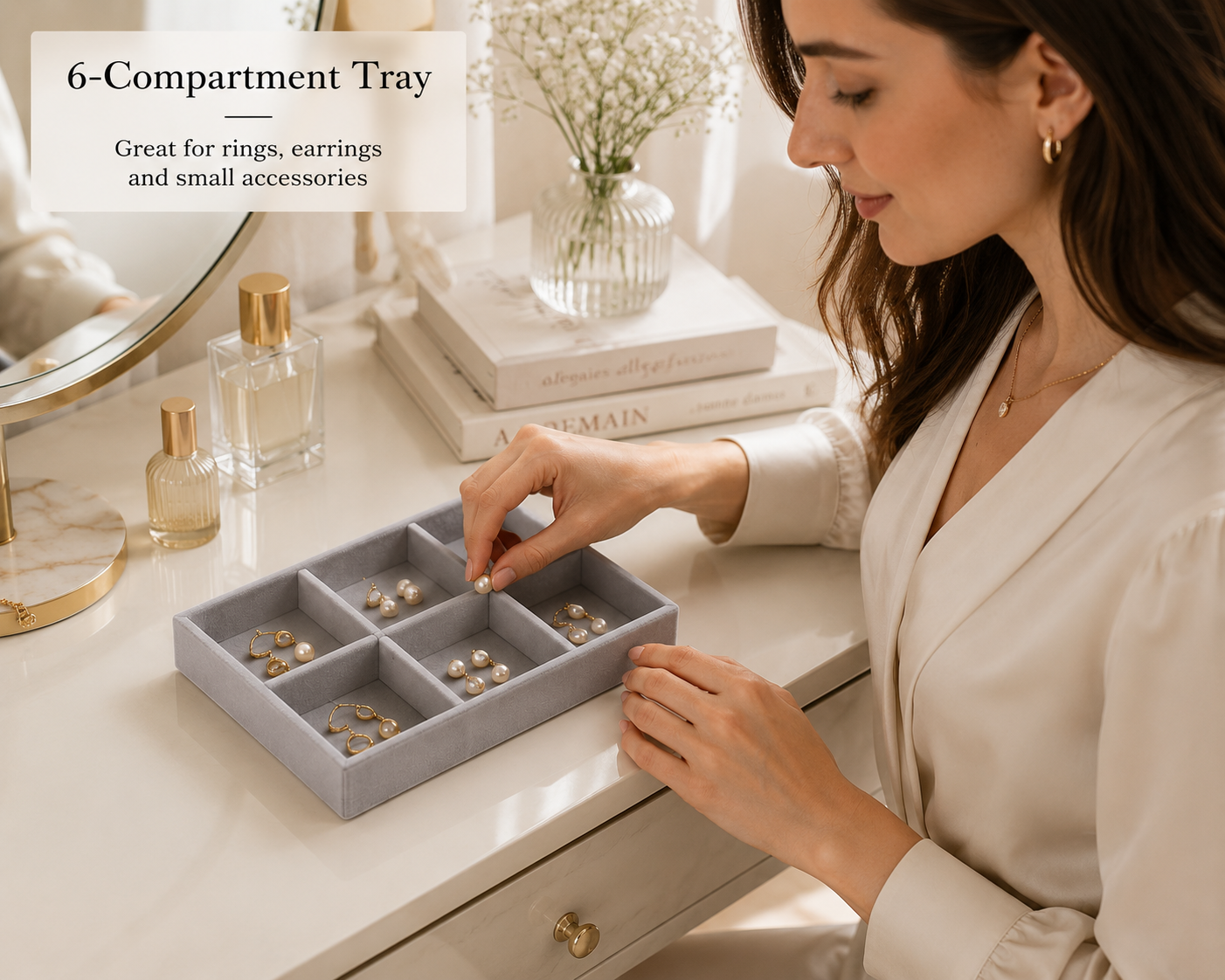 Velvet Jewelry Organizer Tray