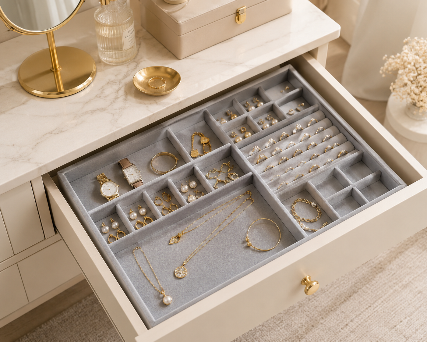 Velvet Jewelry Organizer Tray