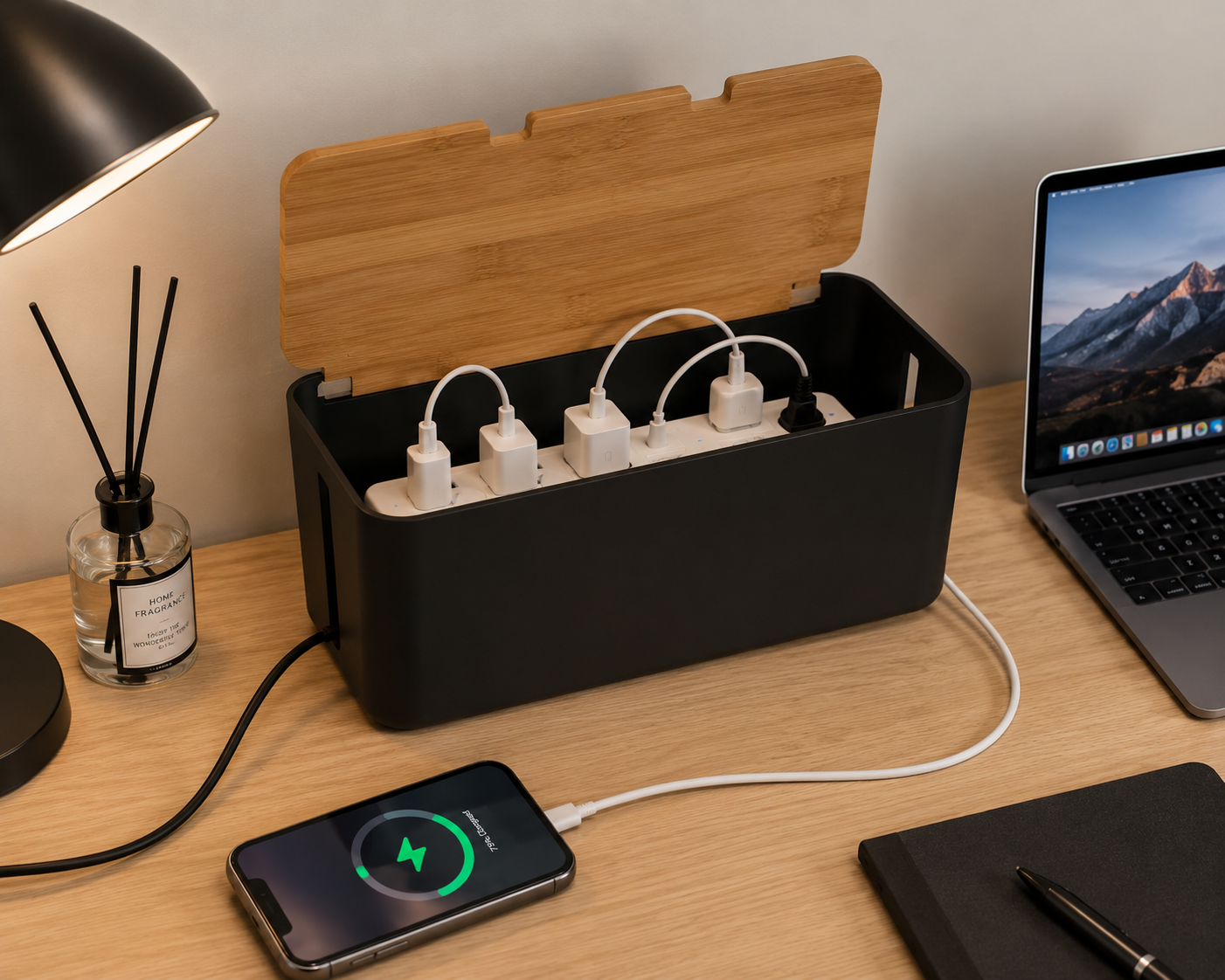 Bamboo Cable Management Box