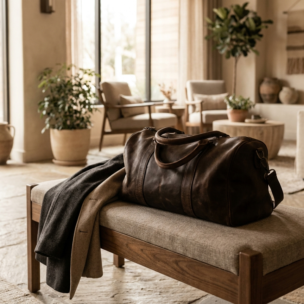 Genuine Leather Weekend Duffle Bag lifestyle photo